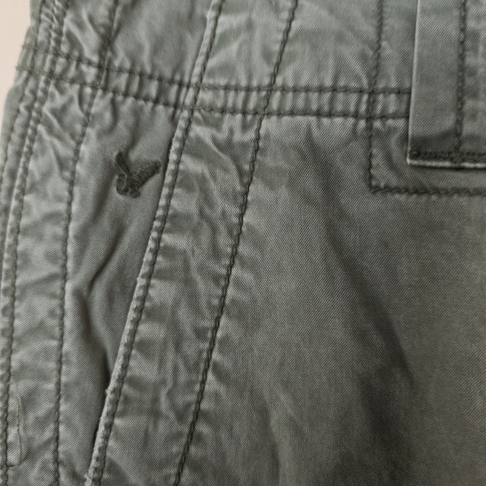 Vtg American Eagle Y2K Cargo Pants 2 Olive Green Utility Low Rise Streetwear - Picture 3 of 16